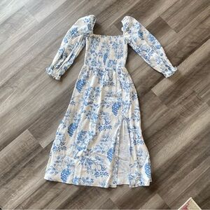 Reformation Blue & White Floral Marabella Midi Dress